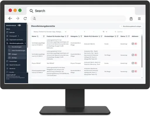 Desktop Monitor mit Dashboard INterface / Software Oberfläche